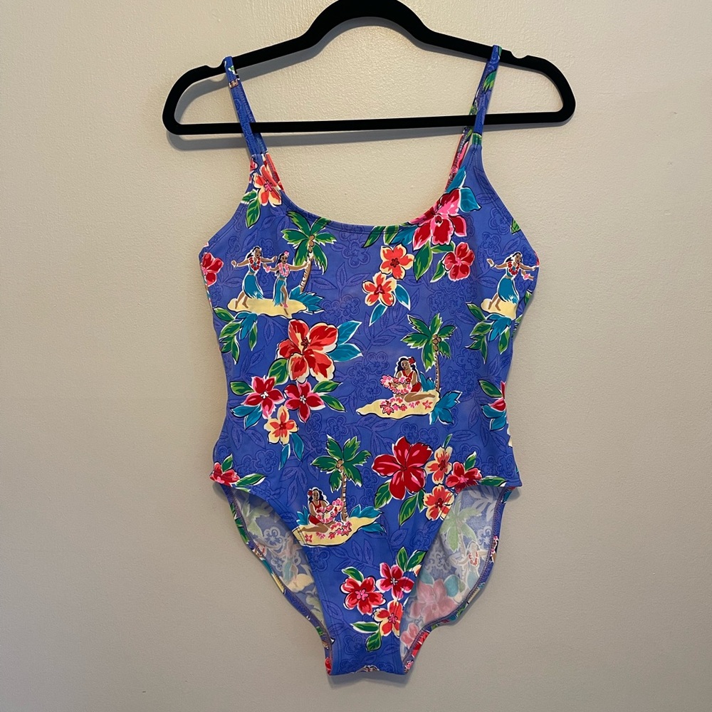 Islander Vintage Hawaiian Print One Piece Bathing Suit - Picture 1 of 6